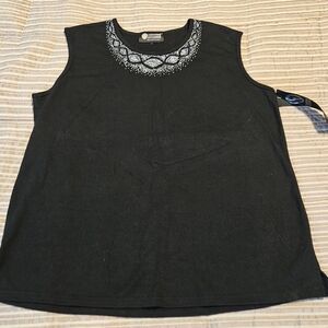 Christine Alexander Black Crystal Detail Tank NWT 2X
